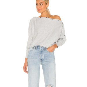 All Saints Button Arm Off Shoulder Sweater